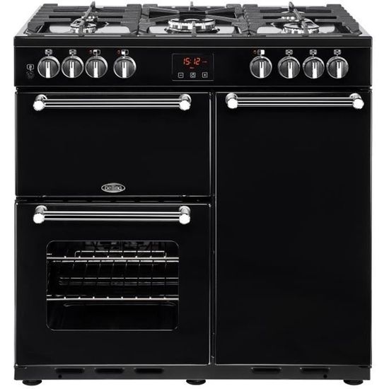 BELLING - PKENS90DFBLK - Piano de cuisson gaz 90cm - 5 foyers - 7.3 kw - Fours électriques - Classe A - 90xP60xH90cm - Noir