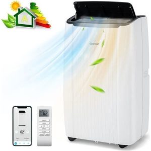 COSTWAY Climatiseur Mobile 14000BTU 4kW R290-6 en 1 Chauffage,Déshumidificateur,Veille-WiFi,APP-Démarrage Retardé-Arrêt Programmé