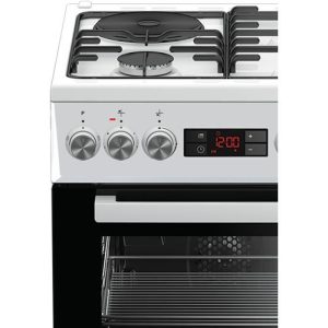 Cuisinière à gaz - BEKO - FSE53321DWCS - 3 foyers + 1 électrique - 60 cm - Blanc