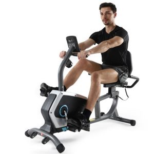 ISE Vélo d'appartement semi-allongé-Vélo Couché Magnétique-8 Niveaux de résistance réglables-Masse d’inertie 8 kg-Roues