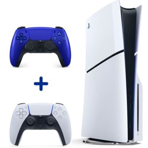 Pack PS5 Standard : Console PS5 (Modèle Slim) + 2ème Manette sans fil PS5 DualSense Cobalt Blue